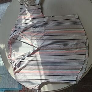 XL button up shirt with multi-color stripes.